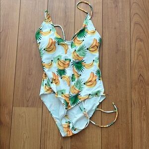 Tropical Banana Print Kids Swimsuit